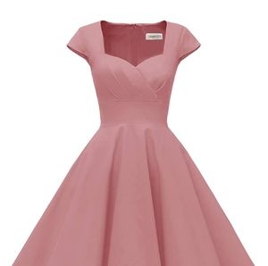 Hanpceirs, Large (10-12), Peachy Pink, Retro, Swing, Dress with Pockets